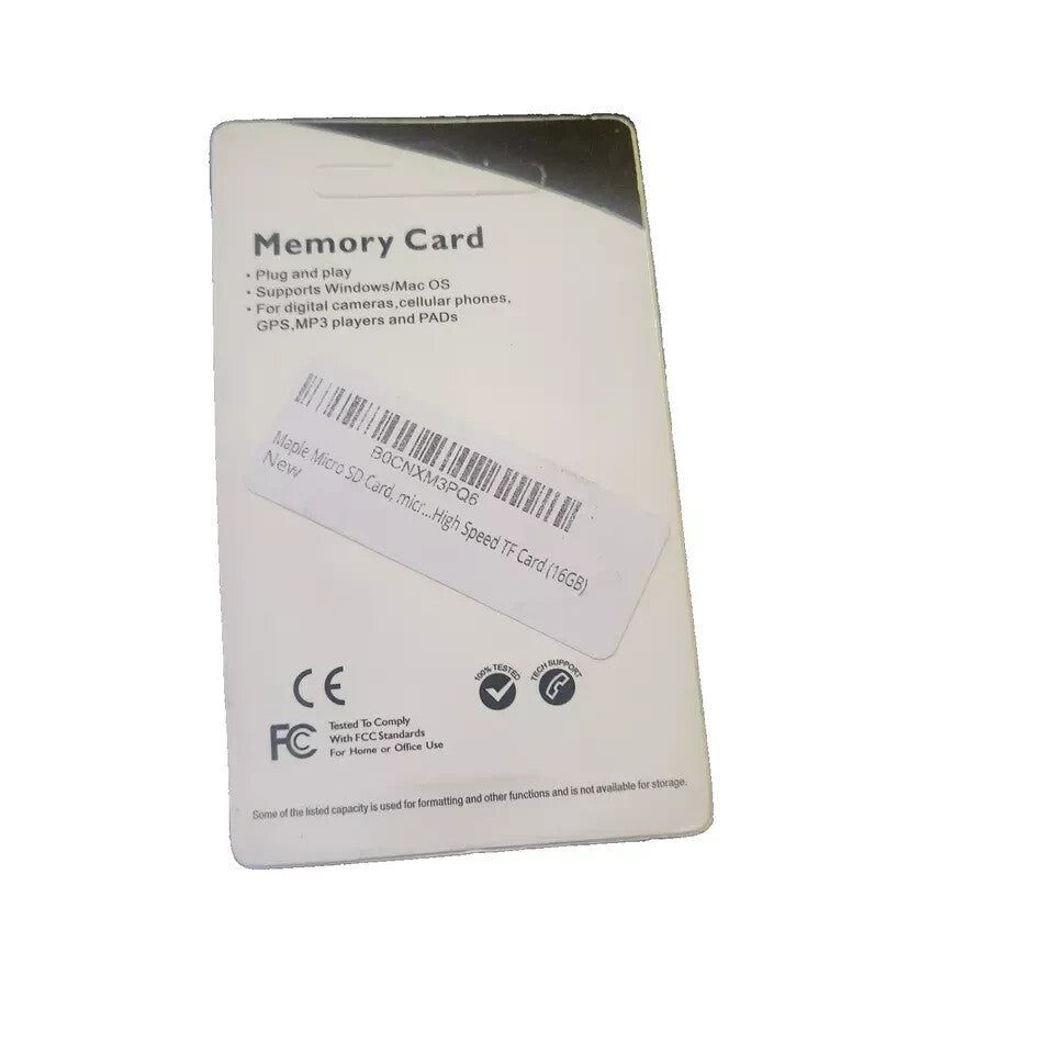 Maple Micro 64GB SD Card, microSDHC UHS-I Flash Memory Card with Adapter – a white card with a bar on it