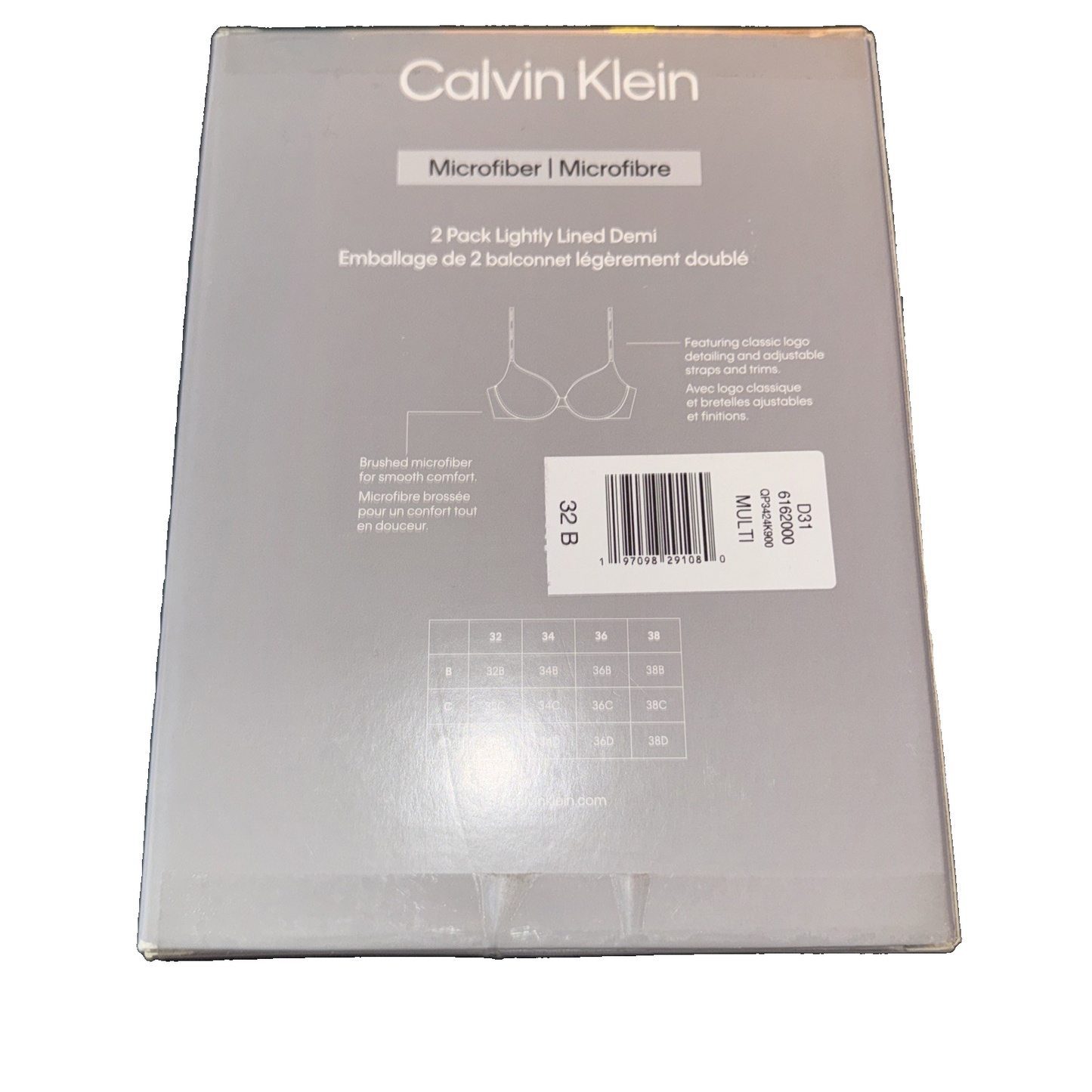 Calvin Klein 2-Pack Lightly Lined Demi Bra Brown and Beige Size 32B