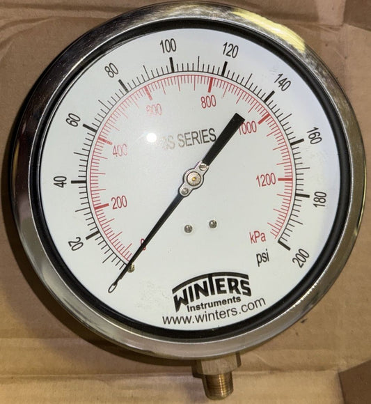 Winters P3S6088-6BF-300 6" 1/4" NPT BR BTM Pressure Gauge, DaveyDooDeals – a gauge with the words ' wp ' on it