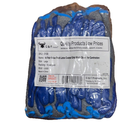 G & F Products 3108-10 String Knit Palm, Latex Dipped Work Gloves, G&F – a bag of blue and gray colored plastic bags