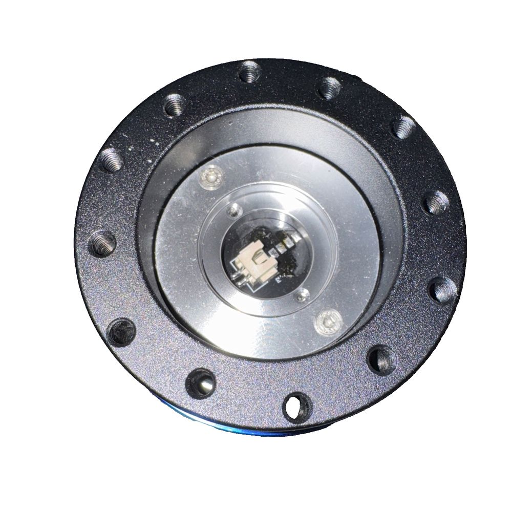Wheel Base + Quick Release 70mm For Simagic Moza Racing Simulator Steering Blue, AINX – a close up of a metal disc