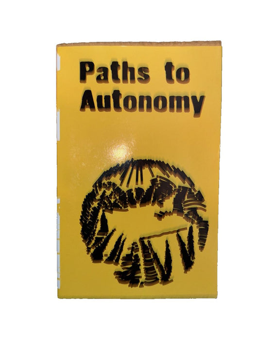 Paths to Autonomy By Noah Brehmer, DaveyDooDeals – a yellow book with a black and white image of a face