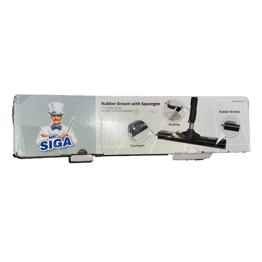 Mr.Siga Pet Hair Removal Rubber Broom With Built In Squeegee, 3 In 1 Floor Brush