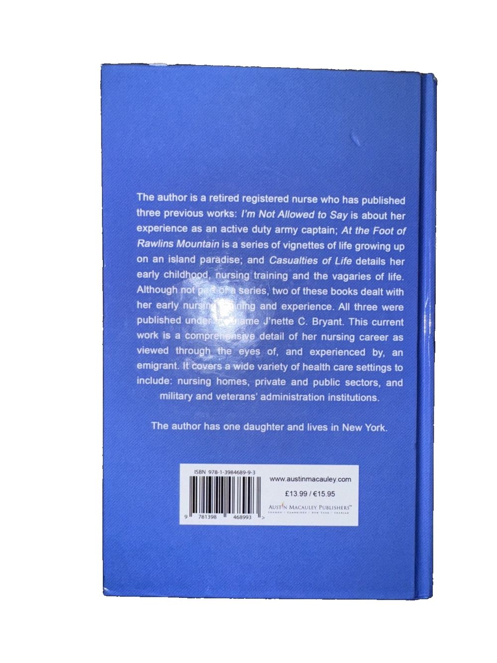 My Land of Counterpane or My Rsum, DaveyDooDeals – the book cover for the book, with a blue background