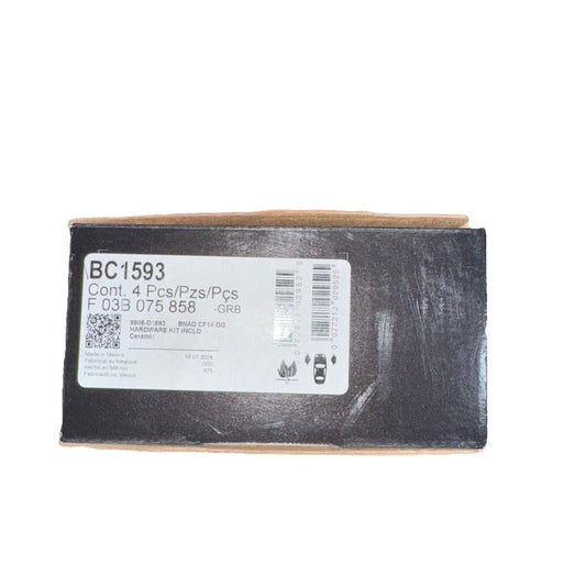 Bosch BC1593 QuietCast Premium Ceramic Disc Brake Pad – a black and white box with a label on it