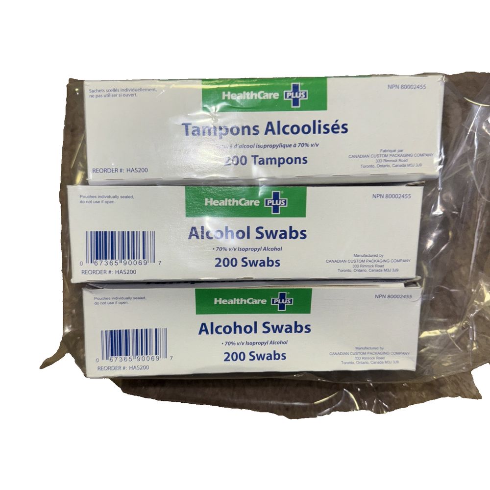 Health Care Plus Alcohol Tampons 3 Packs of 200 – three packs of alcohol tablets