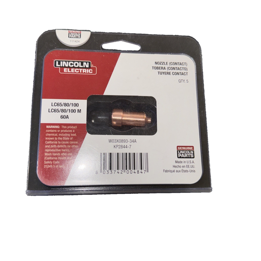 Lincoln Electric KP2844-7 Tomahawk LC65 Nozzle, Shielded Contact, 60A 5 Pack