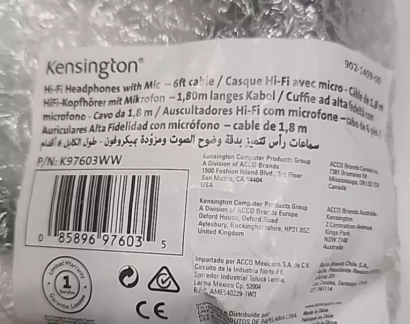 Kensington Hi-Fi Headphones with Microphone – Stereo Over-the-Head Design – Comf – a bag of food that is sitting on a table