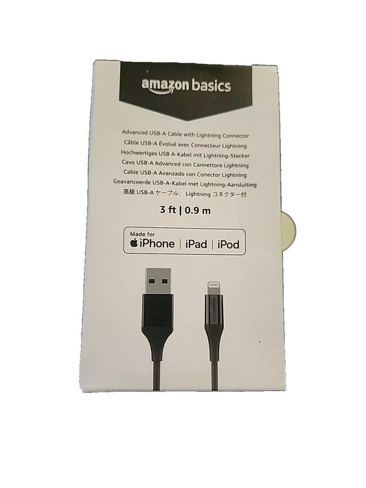 Amazon Basics Lightning to USB A Cable - Advanced Collection, MFi Certified – an iphone charger with a cable attached to it