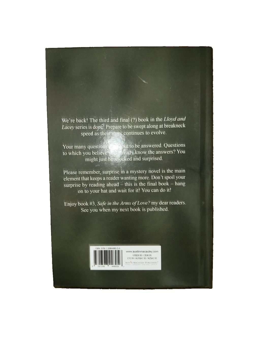 Safe in the Arms of Love, DaveyDooDeals – the book of the day, with a black cover