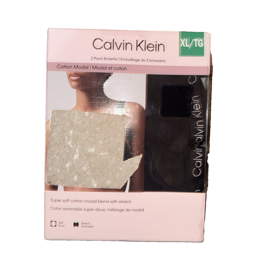 Calvin Klein 2 Pack Bralette Cotton Modal Black SIze Extra Large