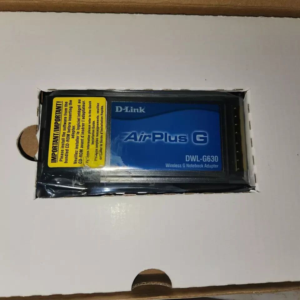 D-Link AirPlus G DWL-G630 Wireless Adapter 802.11g Wi-Fi Network Card – a box of a cell phone with a blue screen