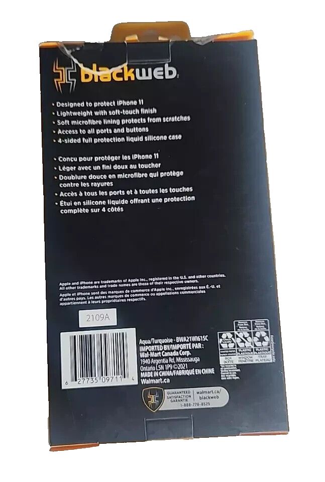 BlackWeb iPhone 11 Silicone Phone Case - Durable & Stylish Protection – the back of a black box with a white label