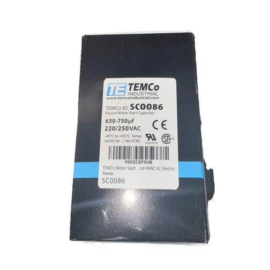 EMCo Industrial- Temco 630 750 Uf Mfd 220 250 Vac Volts Round Start SC0086 – tec - s086 - s06 - s06 - s06