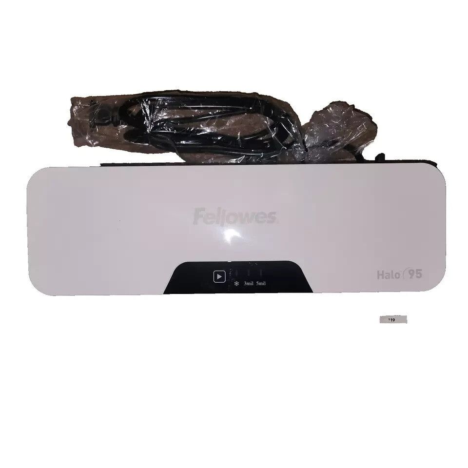 Fellowes Halo 95 Laminator with Pouch Starter Kit (5753001) – Damaged Packaging – the front of a white car with a bag on top