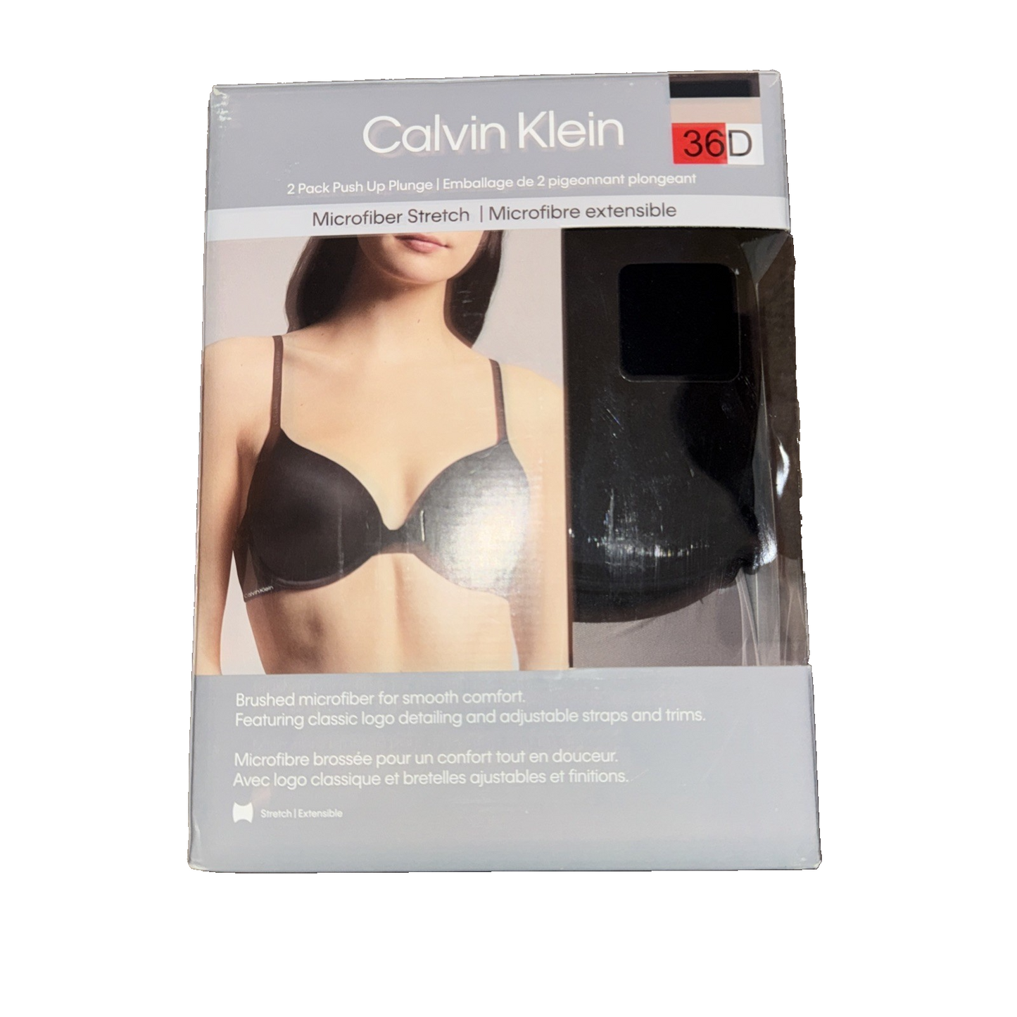 Calvin Klein 2-Pack Push Up Plunge Bra Black and Beige Size 36D