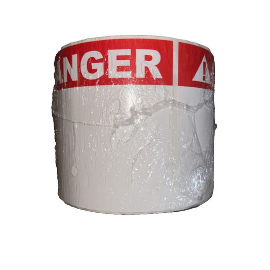 Thermal Transfer 4x6 Red Danger Glossy Polyester UL Label Roll 3" Core, Unbranded – a white and red tape with the word danger on it