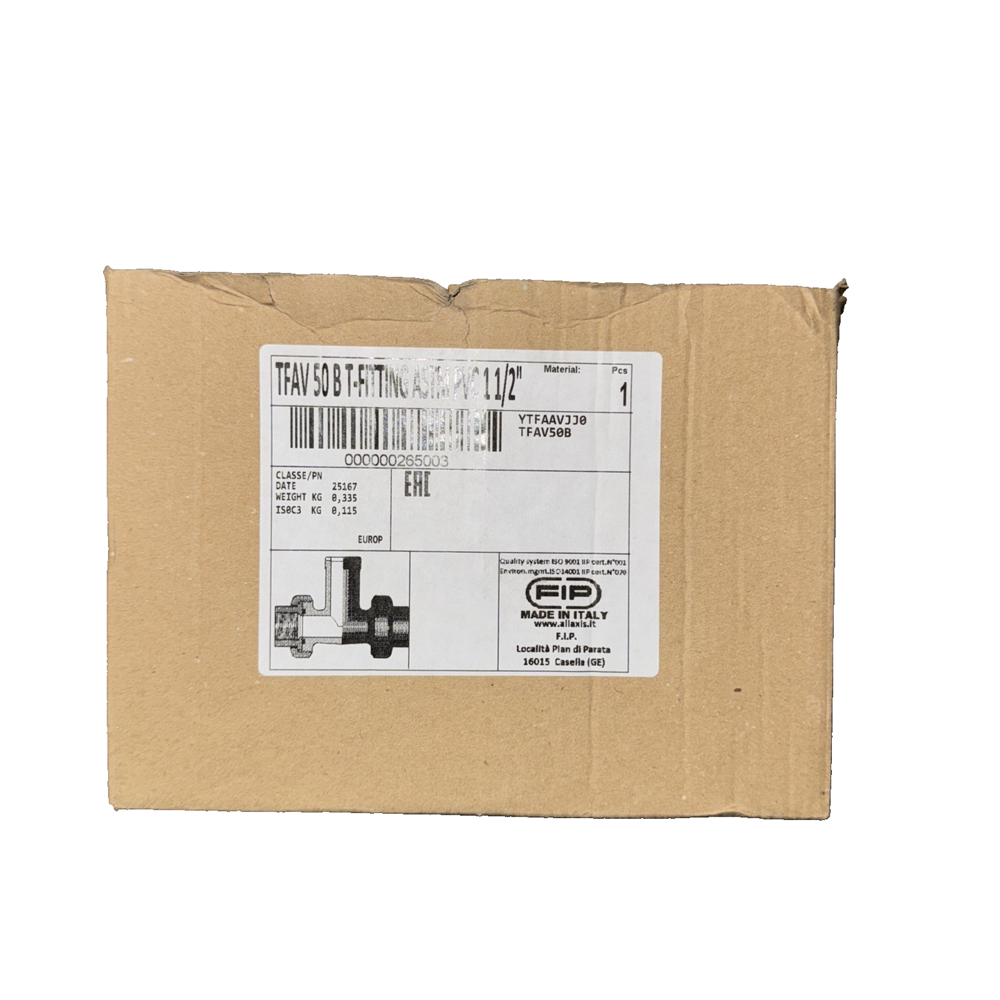 TFAV 50B T-Fitting AStmn PVS 1 1/2"