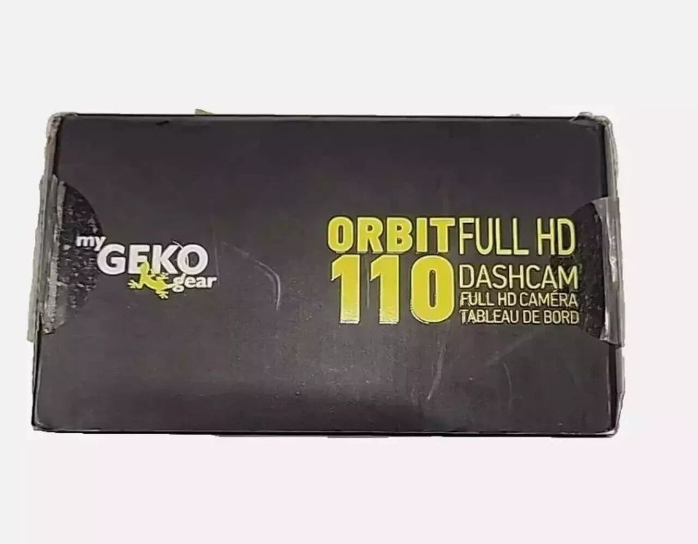 Orbit 110 HD Dash Cam - 1080P Car Camera with Night Vision, Wide Angle, GPS, Loo – a box of black soap with a yellow label