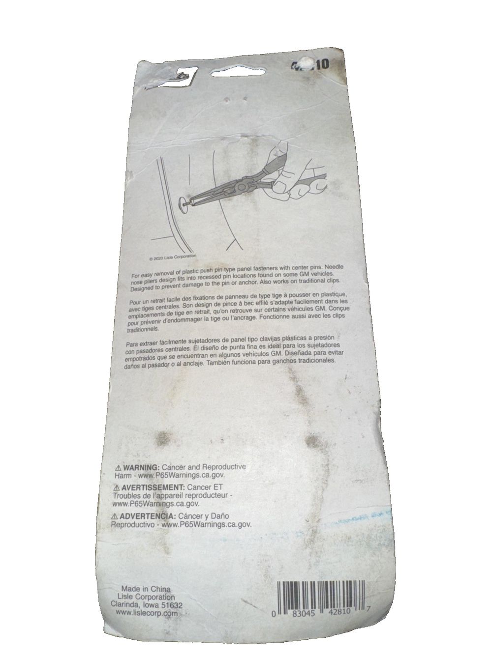 Lisle 42810 Plastic Clip Removal Pliers – a package of a small airplane