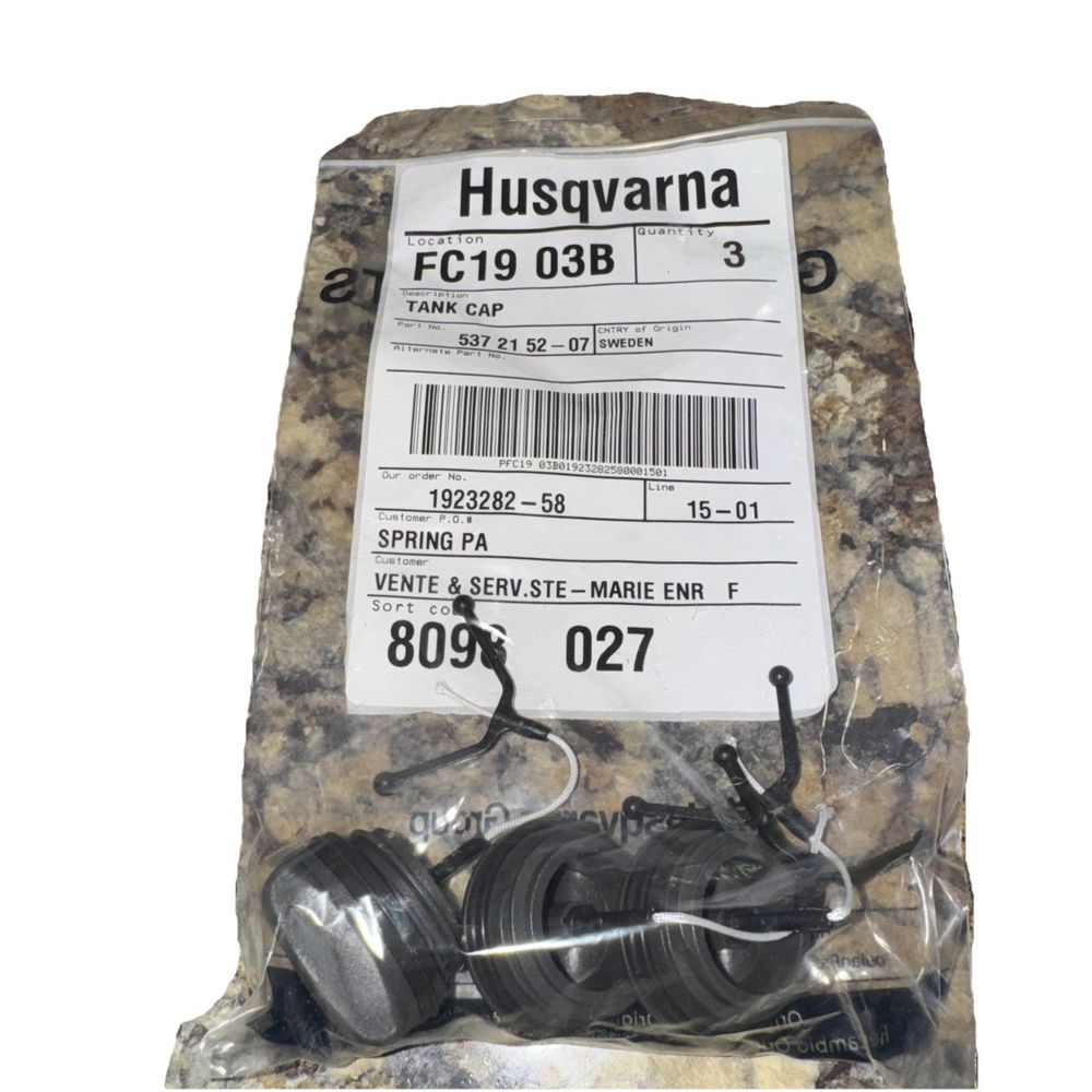 Genuine Husqvarna 5372152-07 Tank Cap Fits 334T 338XPT 345 353 365 372XP 3 Pack – hus h998b - 1 / 2 / 3 / 3 / 4 / 5