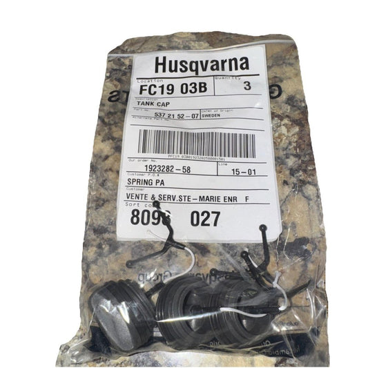Genuine Husqvarna 5372152-07 Tank Cap Fits 334T 338XPT 345 353 365 372XP 3 Pack – hus h998b - 1 / 2 / 3 / 3 / 4 / 5