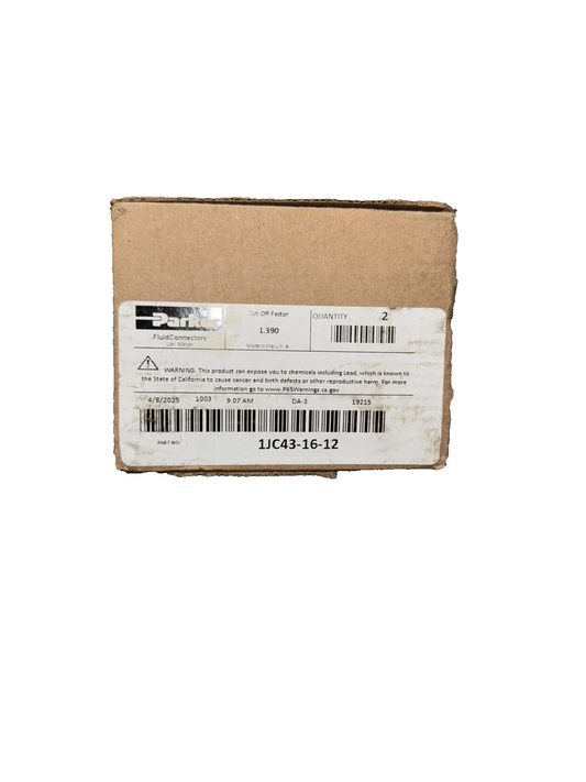 Parker 1JC43-16-12  Female Flat Face Seal Hose End 2 Pack