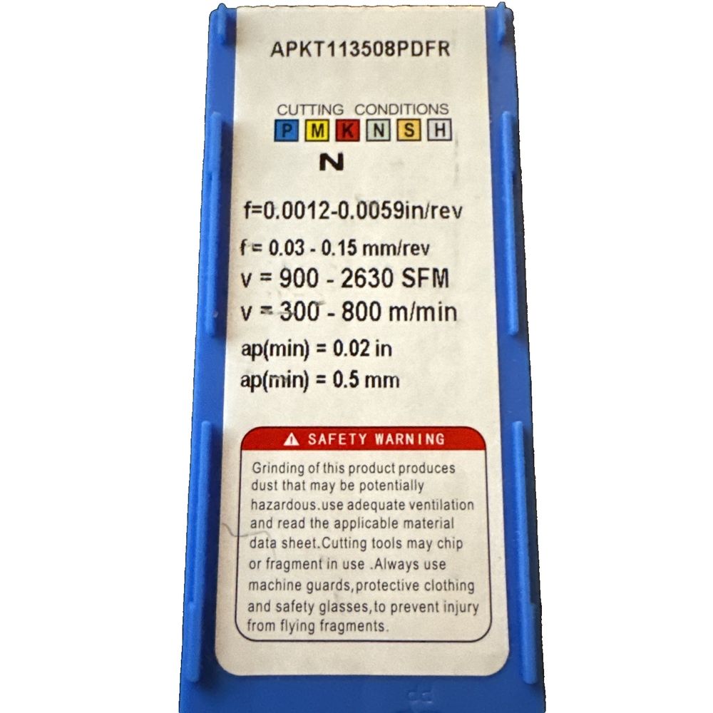 Carbide Insert for Aluminum and Plastic - Face & End Tormach 10-Pack (PN 37237) – a blue battery with a white background