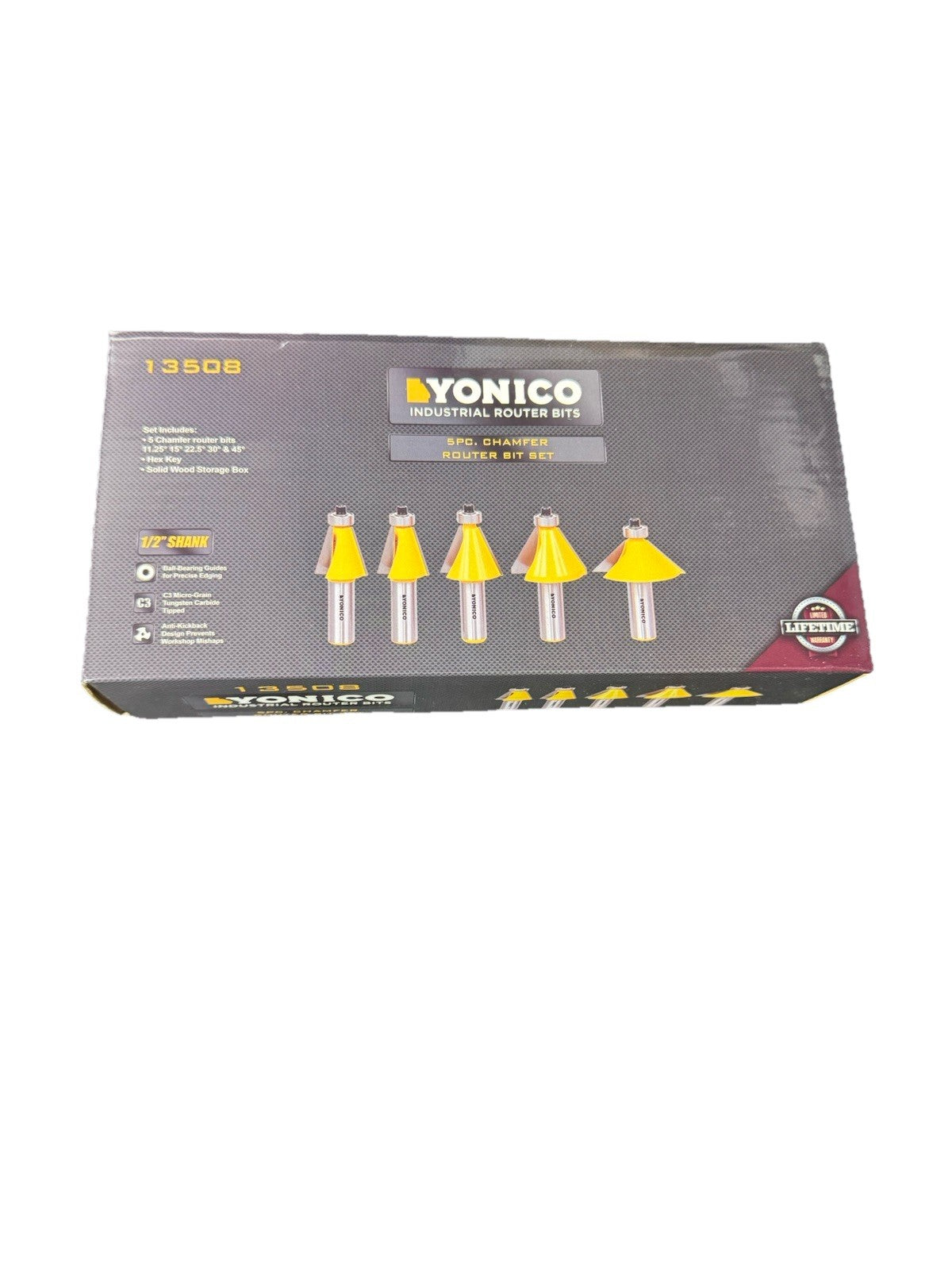 5 Bit Chamfer Edge Forming Router Bit Set - 1/2" Shank