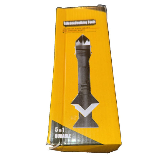 Silicone Caulking Tool 5 in 1 Durable Tool, Unbranded – a yellow box with a black and white arrow