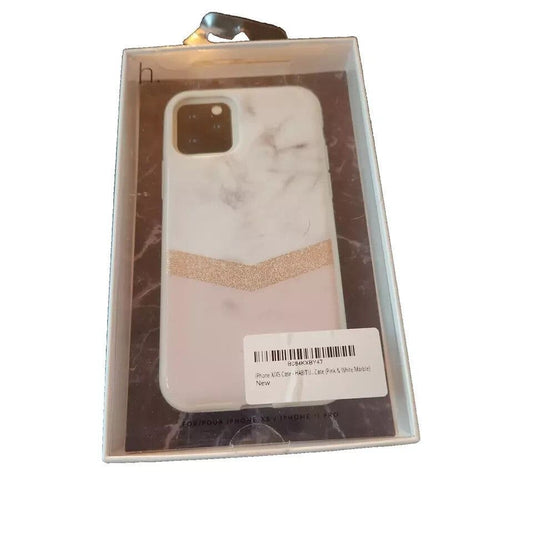 Habitu Sierra Rose Glitter For Iphone X/Xs White Marble – a white phone case with a gold bow