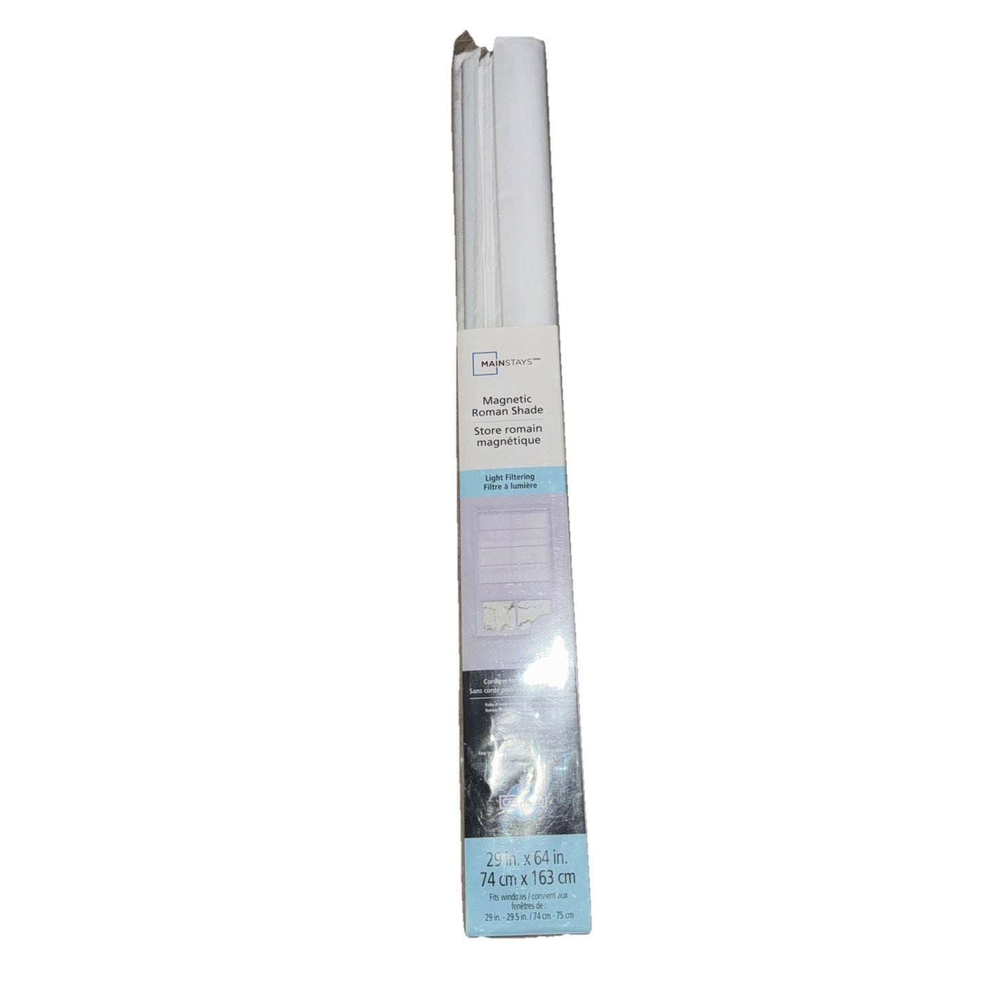 Main Stays Magnetic Roman Shade 29" x 64" Light Filtering - White