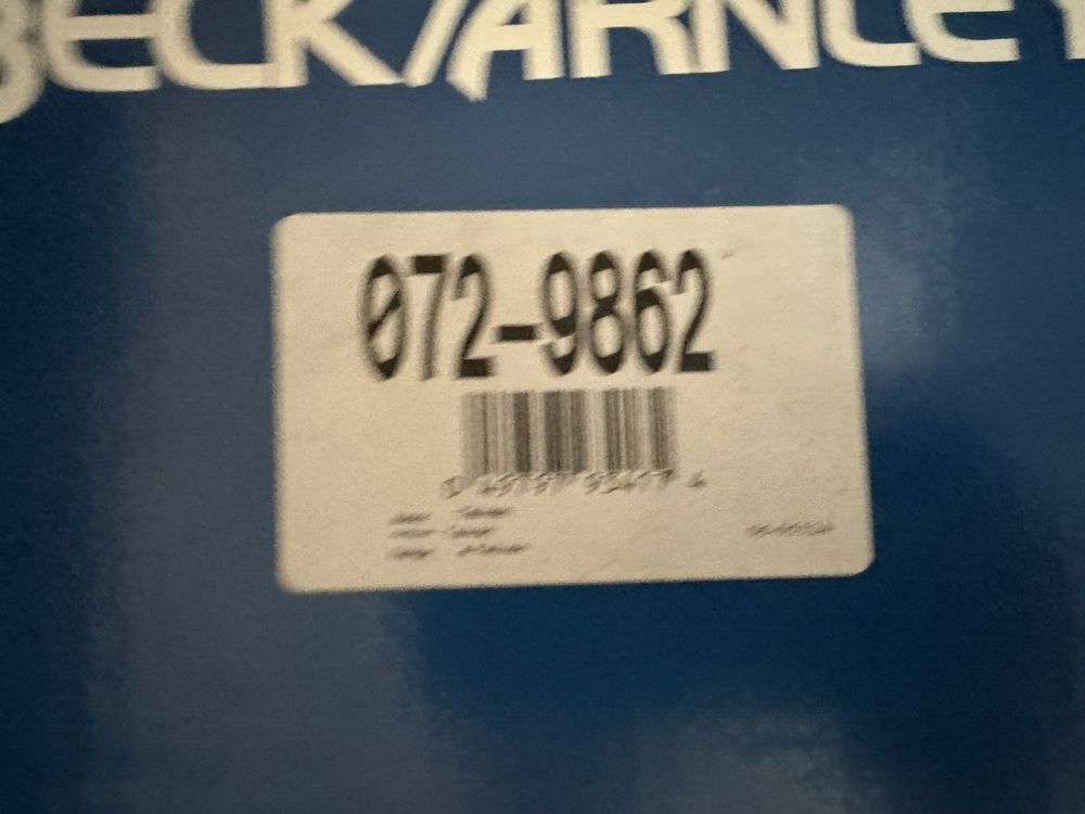 Beck-Arnley 072-9862 Brake Master Cylinder, Beck/Arnley – a white and blue sign with a barcode on it