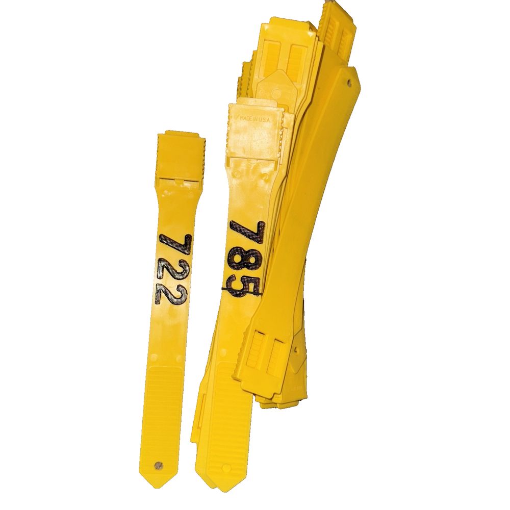 Multi-Lock Animal Leg Band Assorted Numbers 19 Pack, Unbranded – a pair of yellow plastic gloves