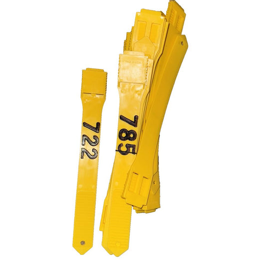 Multi-Lock Animal Leg Band Assorted Numbers 19 Pack, Unbranded – a pair of yellow plastic gloves