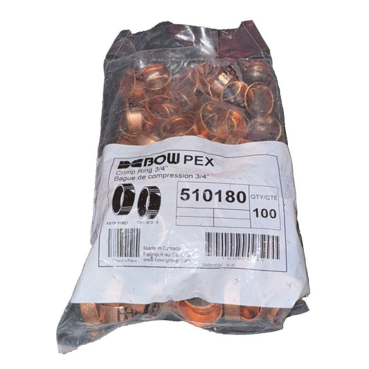 BowPex Crimp Ring 3/4" 100 Pack, Bow Pex – a bag of brown plastic rings