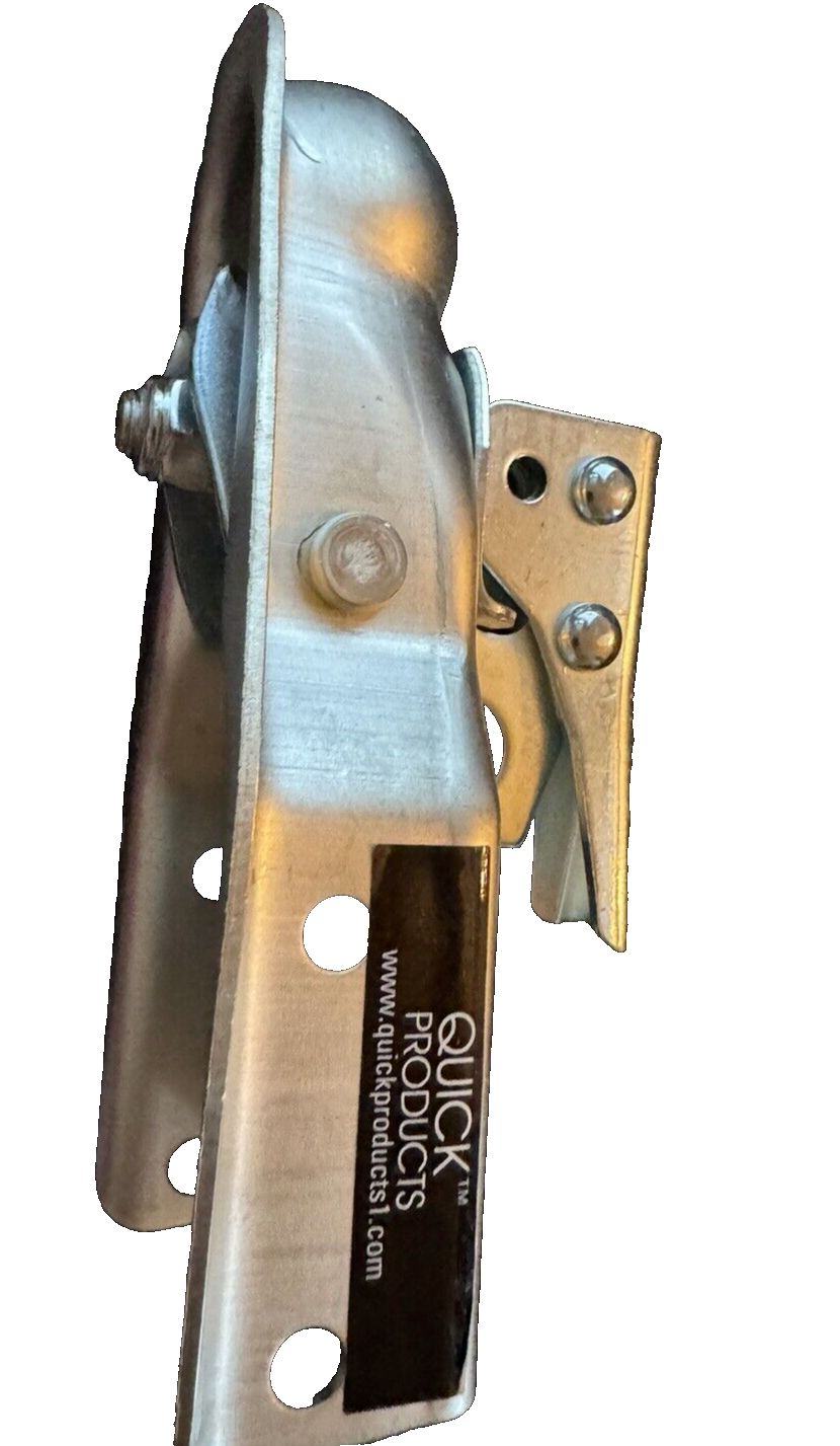 Quick Products QP-HS3022Z 1-7-8" Ball - 3" Channel Trailer Coupler (Zinc Trigger – a metal latch with a latch on it