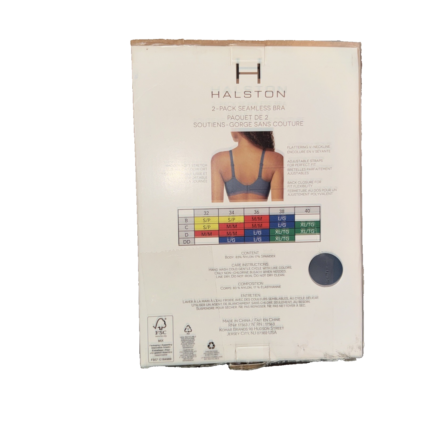 Halston 2 Pack Seamless Bra Colors Navy Blue And Light Brown Size Large