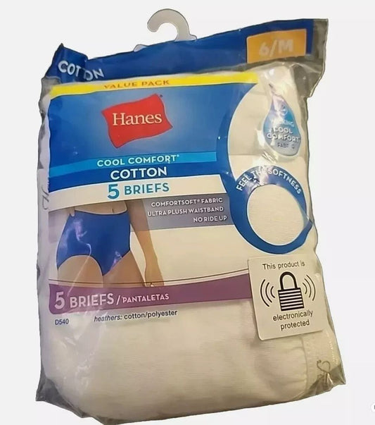 Hanes Cool Comfort Cotton Briefs 5-Pack Size 6/M White - Breathable & Soft – harts comfort cots briefs