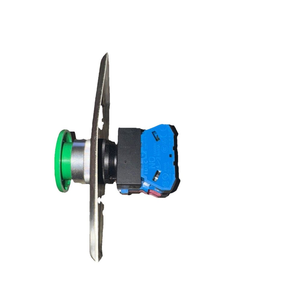 Seco-Larm SD-7201GC-PEQ Stainless Steel Push-to-Exit Plate, Single Gang, Enforcer – a green and black lever with a blue handle