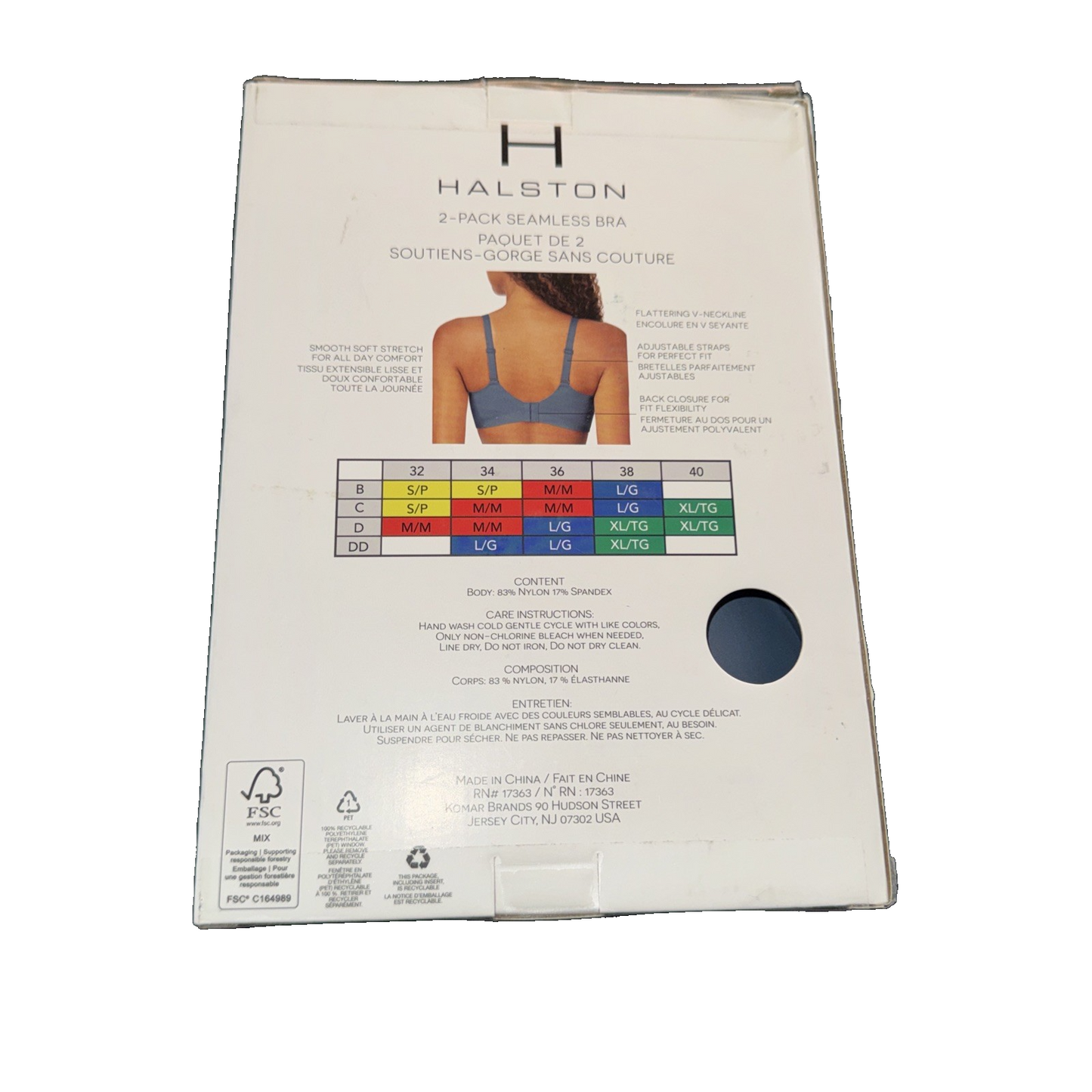Halston 2 Pack Seamless Bra Colors Light Blue And Beige Size Small