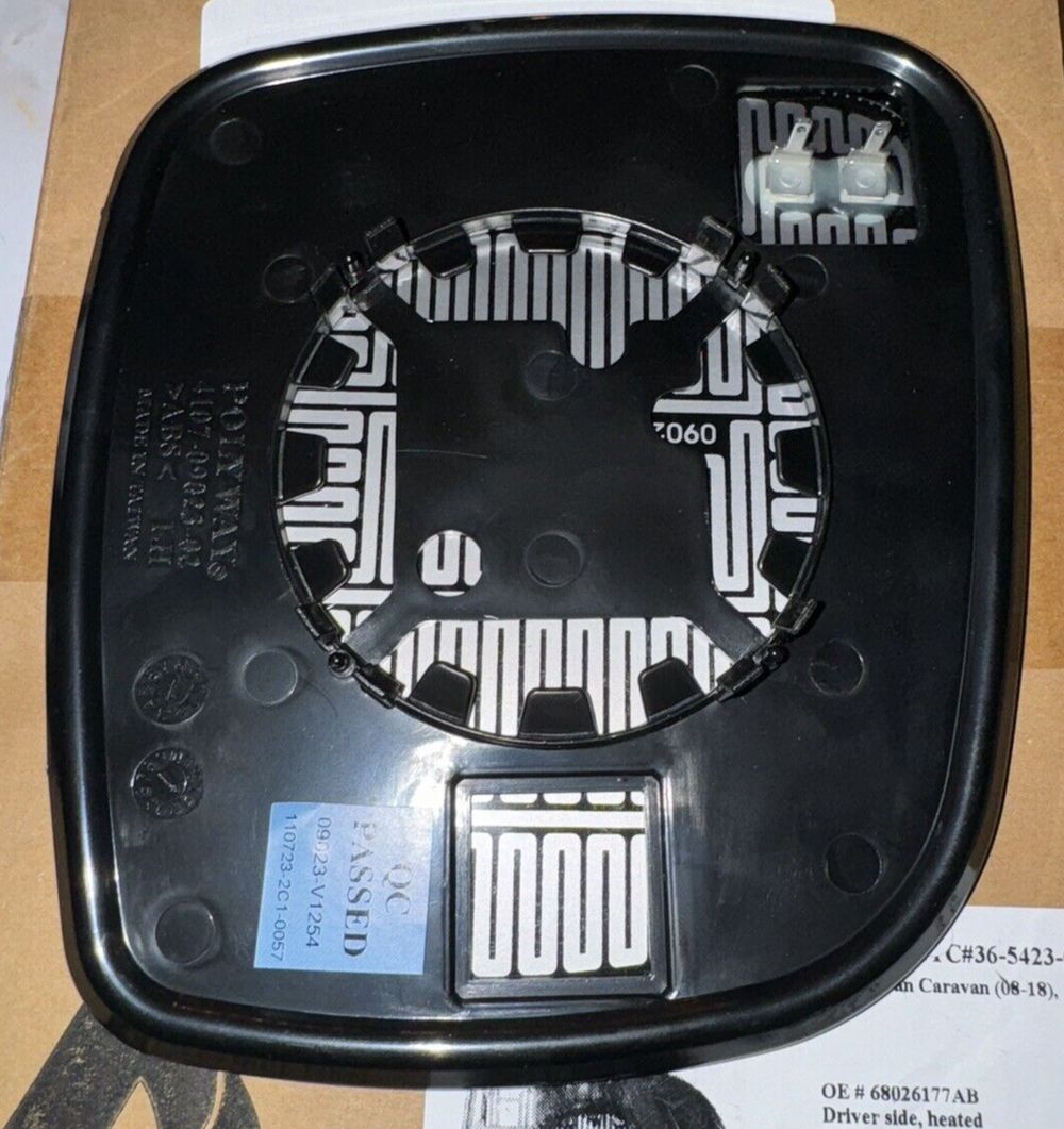 Fit System - 33241 Driver Side Heated Mirror Glass w-Backing Plate, Chrysler Tow – a black clock with numbers on it