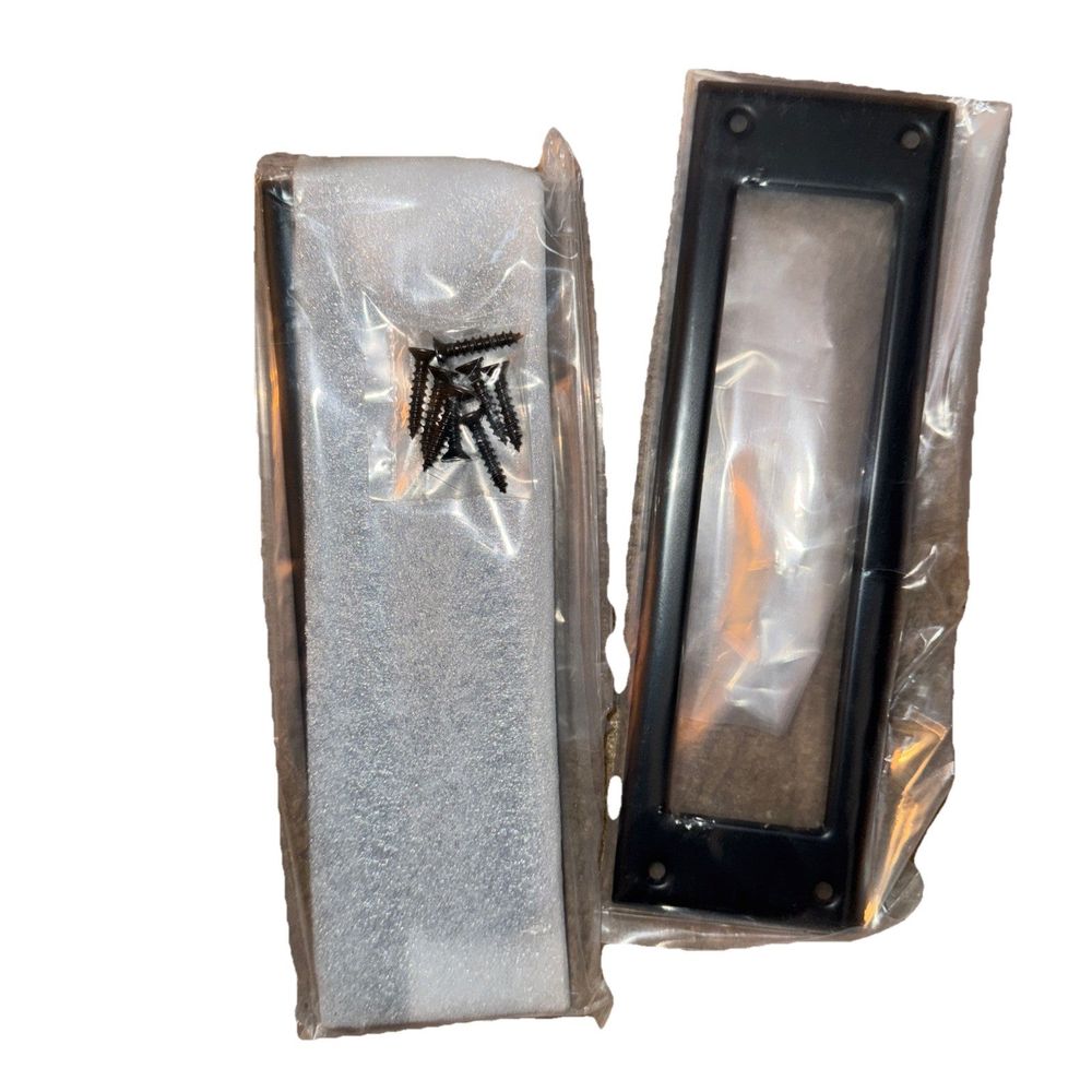 QCAA Solid BRass Mail Slot With Solid Brass Interior Frame 10"x3" Matte Black – a pair of screws in a plastic case