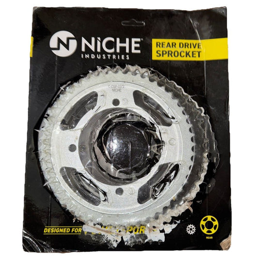NICHE 428 Pitch 50 Tooth Rear Drive Sprocket for Kawasaki KLX140 42041-0051 – a bicycle chain with a white and black logo