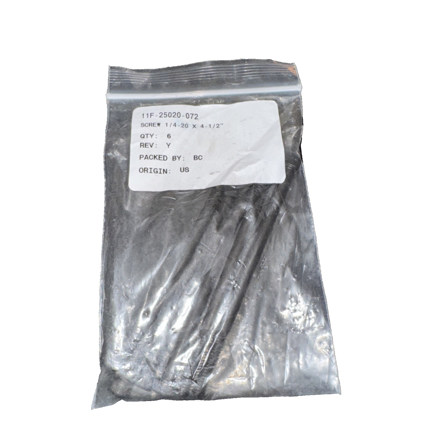 Screw 11F-25020-072 1-4-20x4-1/2" 6 pack