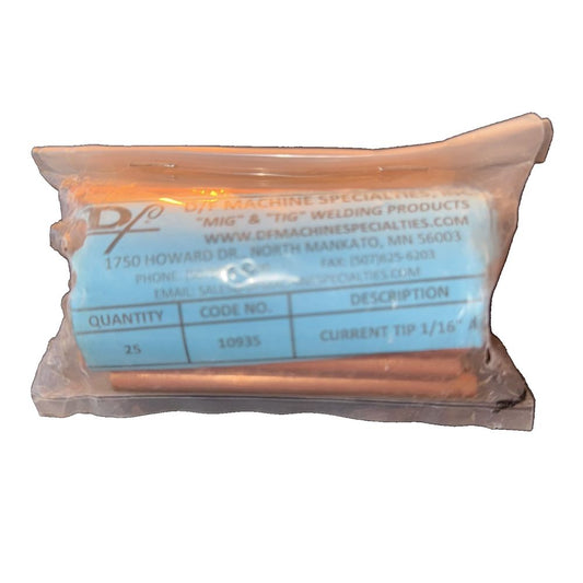 Current Tip 1/16" AL 25 Pack, DF – a bag of orange colored powder
