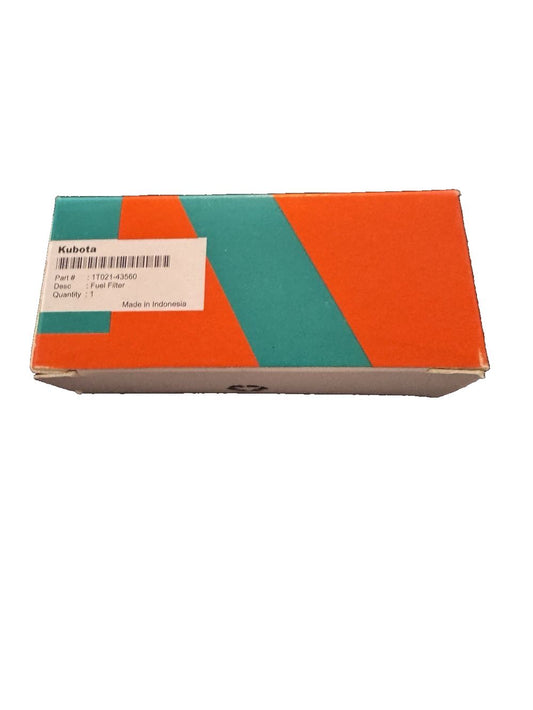 Kubota 1T021-43560 Fuel Filter – a box of orange and green colored paper