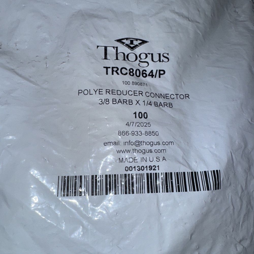 THOGUS TRC8064/P Reducing Coupling 3/8x1/4 In Barbed 100 Pack – a bag of toilet paper with a barcode on it