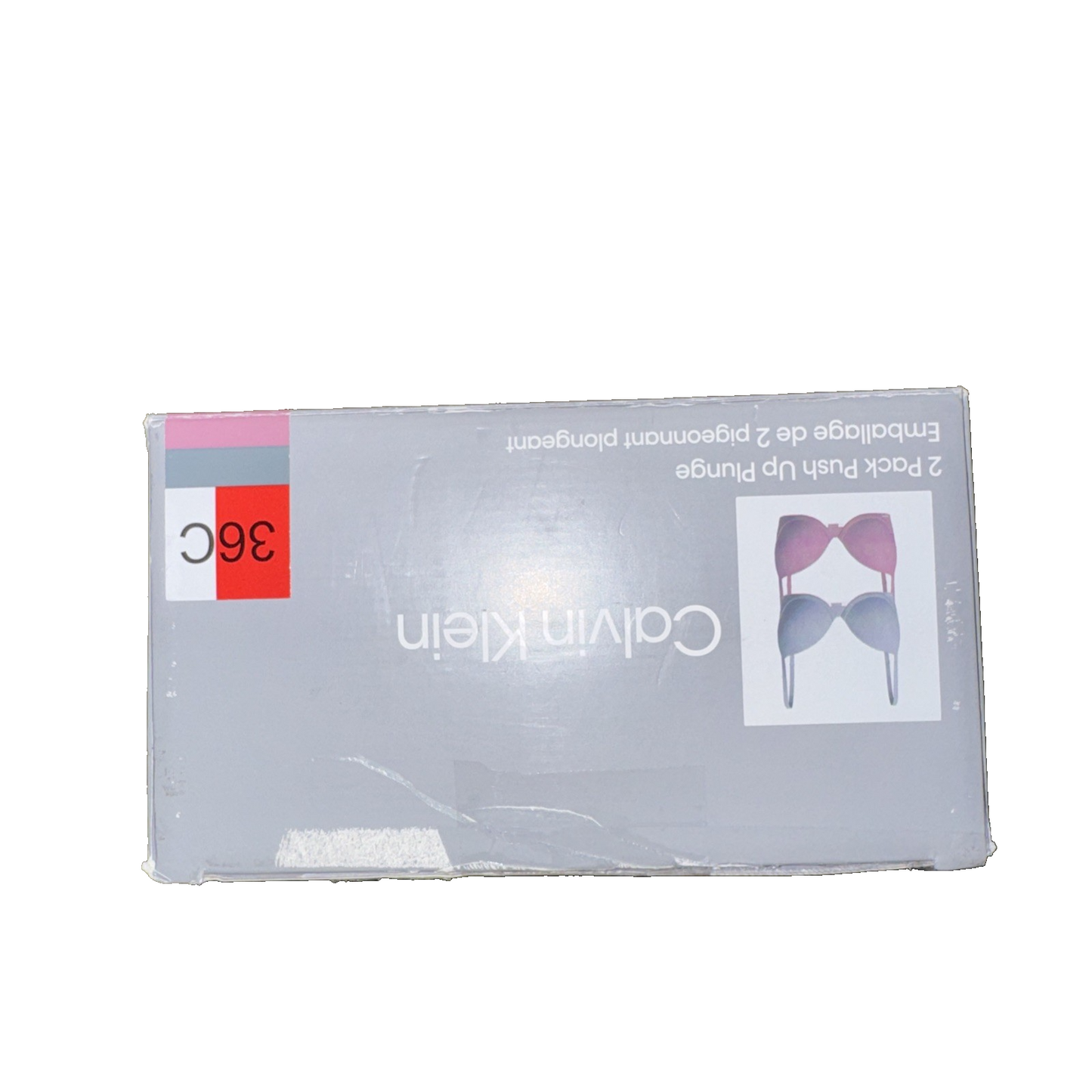 Calvin Klein 2-Pack Push Up Plunge Bra Grey And Pink Size 36C