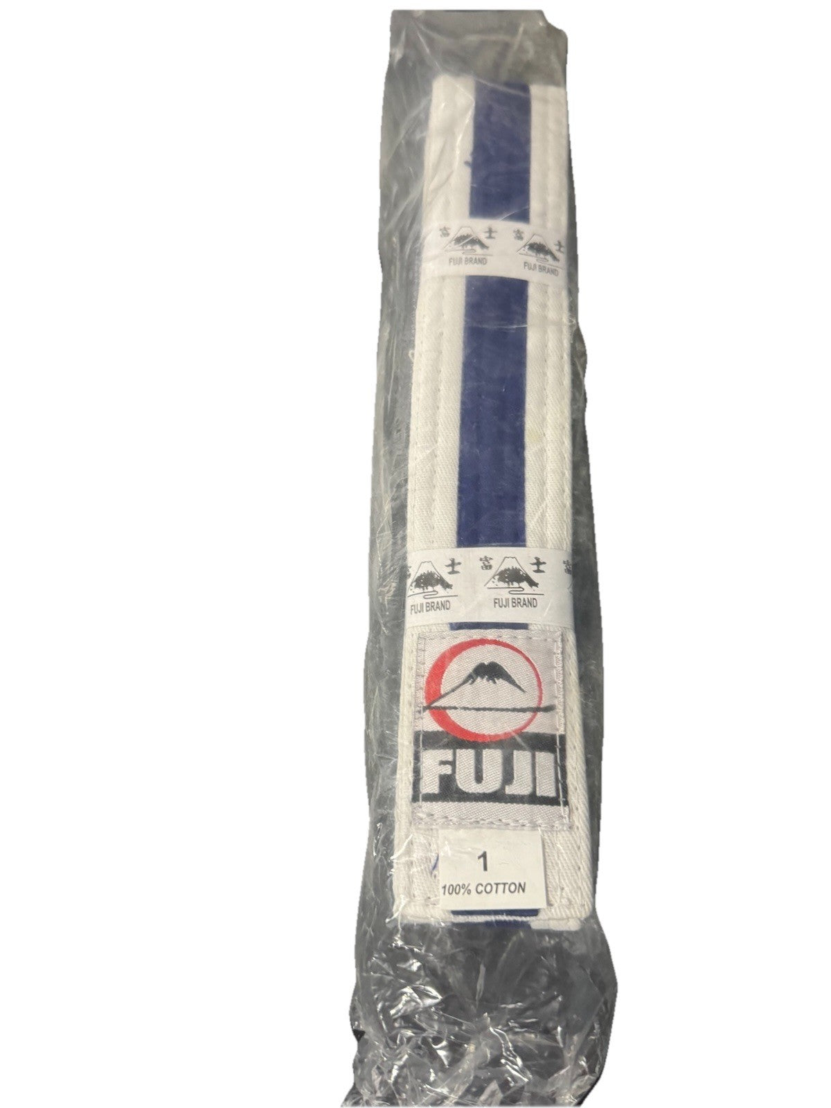 Fuji White Striped Martial Arts Belt Blue Stripe